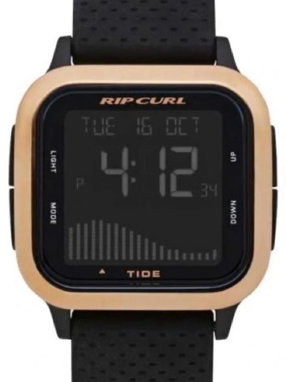 Rip Curl Black Silicone Digital Watch with Rose Gold bezel